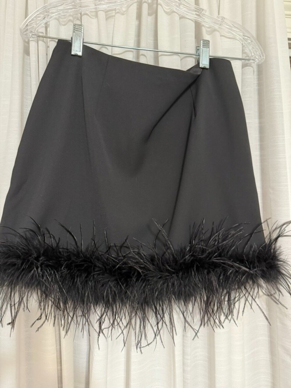 FORE Black Mini Skirt with Feather Hem